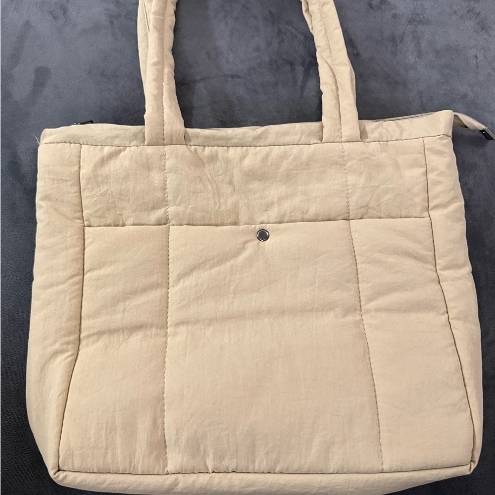 Elegant Cream Quilted Tote Bag